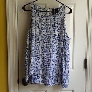 Blue and white tank blouse